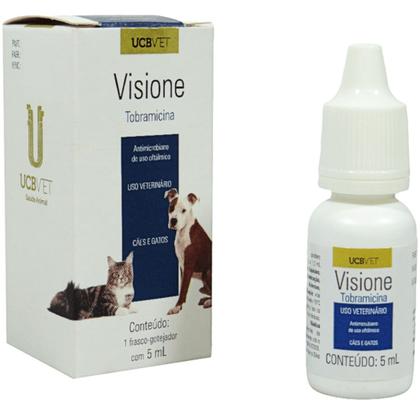 Imagem de Visione Colírio Tobramicina 5ml Para Cães e Gatos ucbvet Kit Com 5