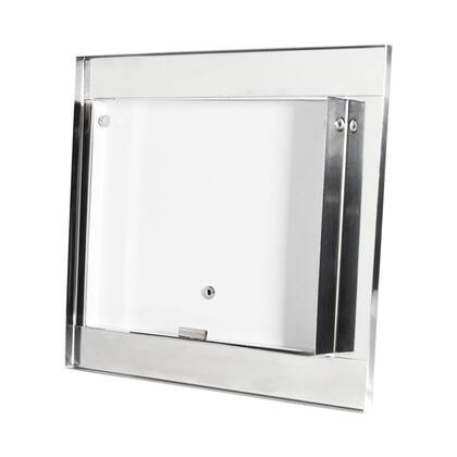 Imagem de Visor de água branco com moldura em inox polida brilhante espelhada