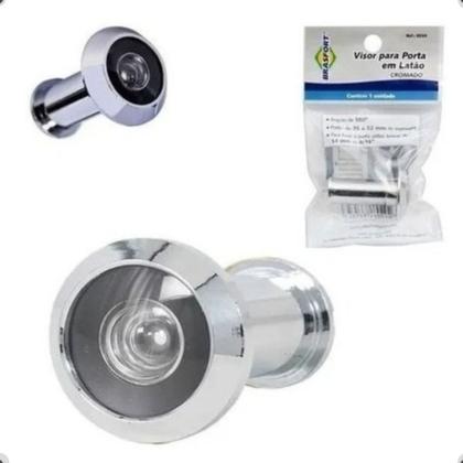 Imagem de Visor Olho Mágico P/ Porta Portão Latão Cromado Brasfort