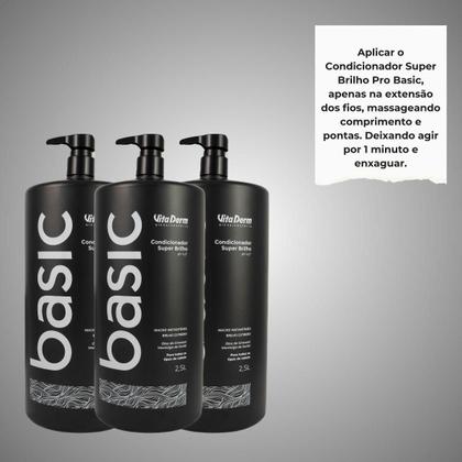 Imagem de Vita Derm Basic Super Brilho Kit 3 Condicionador 2,5L