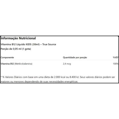 Imagem de Vitamin B12 Family Care Gotas 30Ml Morango - True Source