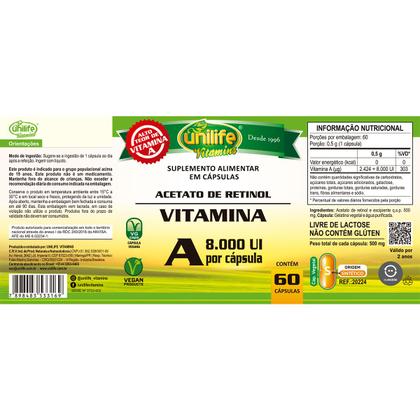 Imagem de Vitamina A Retinol Unilife 60 Cápsulas