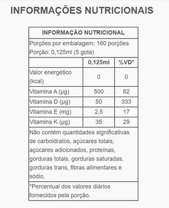 Imagem de Vitamina ADEK A D3 E K2 Frasco 20 ml gotas d3 2000ui KADE Supraervas