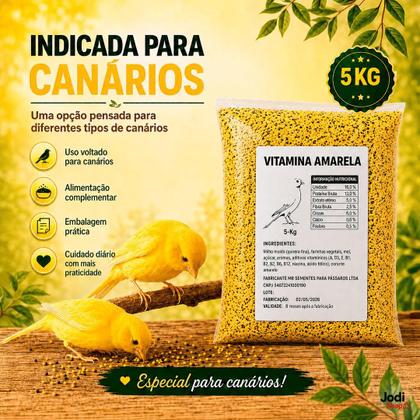 Imagem de Vitamina Amarela Para Canários - 5Kg E Outros Pássaros Plumagem Amarela Em Aves