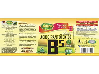 Imagem de Vitamina B5 Ácido Pantotênico 60 cápsulas Unilife