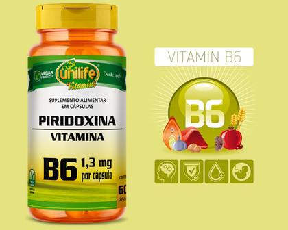 Imagem de Vitamina b6 vitamina piridoxina  60 caps unilife vitaminas