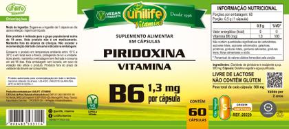 Imagem de Vitamina b6 vitamina piridoxina  60 caps unilife vitaminas