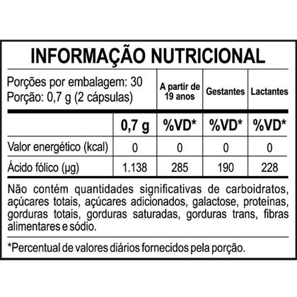 Imagem de Vitamina B9 Metilfolato Natural Vegano 60 cápsulas 350mg