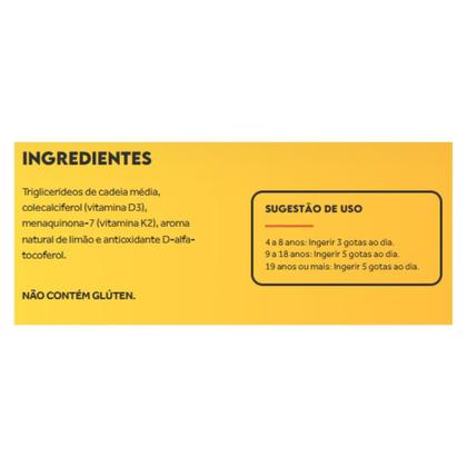 Imagem de Vitamina Bio Vit D3 K2 em Gotas Pura Vida Sabor Limão 20ml