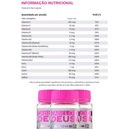 Imagem de Vitamina Capilar Cabelo de Deusa, Suplemento Alimentar Para Queda Dos Cabelos Com Biotina, Vitaminas e Minerais