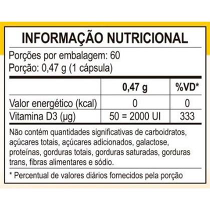 Imagem de Vitamina D3 2000 UI Colecalciferol Unilife 60 Cápsulas 