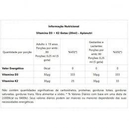 Imagem de Vitamina D3 + K2 Gotas (20ml) - Padrão: Único