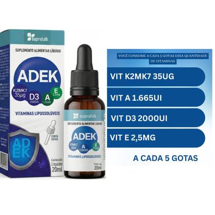 Imagem de Vitamina D3 Vitamina K2 Vitamina E Vitamina A 20 ml gotas ADEK Kit 2 frascos Supraervas