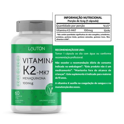 Imagem de Vitamina K2 Mk7 - Menaquinona 100mcg - 60 Capsulas - Lauton