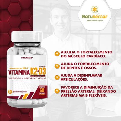 Imagem de Vitamina K2 + Vitamina D3 Menaquinona 60 Cápsulas Natunéctar