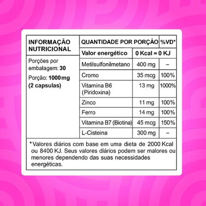 Imagem de Vitamina para Cabelos e Unhas Pele e Crescimento Capilar com Biotina, MSM e Minerais