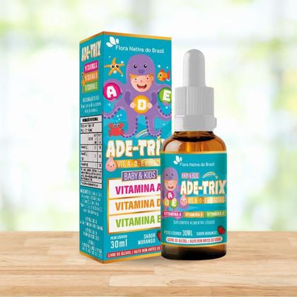 Imagem de Vitaminas A D e E  AdeTrix Kids Gotas Sabor Morango 30ml Flora Nativa