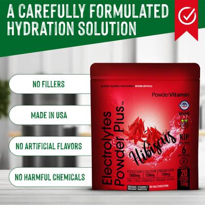 Imagem de Vitaminas em pó, eletrólitos em pó e hibisco, 110 g, 20 porções