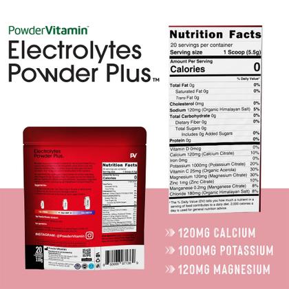 Imagem de Vitaminas em pó, eletrólitos em pó e hibisco, 110 g, 20 porções