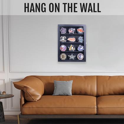 Imagem de Vitrina de discos de hóquei WodGod para montagem na parede de 12 discos