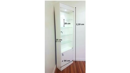 Imagem de Vitrine Prateleira MDF LED Bivolt Vidro Temperado c Fechadura e Armário 210cm