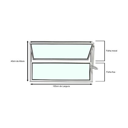 Imagem de Vitro Basculante Alumínio Branco 1 Seção 40X100 Brecorimo