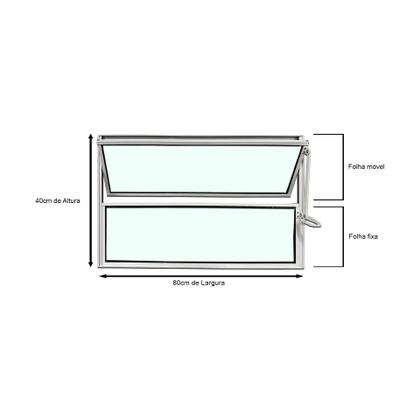 Imagem de Vitro Basculante Alumínio Branco 1 Seção 40X80 Brecorimo