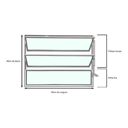 Imagem de Vitro Basculante Alumínio Branco 1 Seção 60X80 Brecorimo