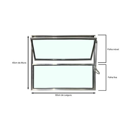 Imagem de Vitro Basculante Alumínio Preto 1 Seção 40X80 Brecorimo