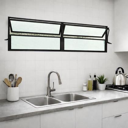 Imagem de Vitro Basculante Alumínio Preto 2 Seções 40x120 Brecorimo
