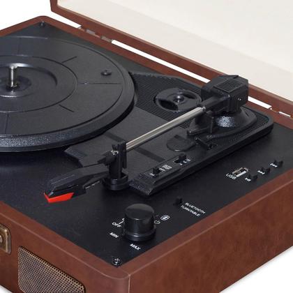Imagem de Vitrola Raveo Sonetto Vintage Bluetooth USB 10W Marrom