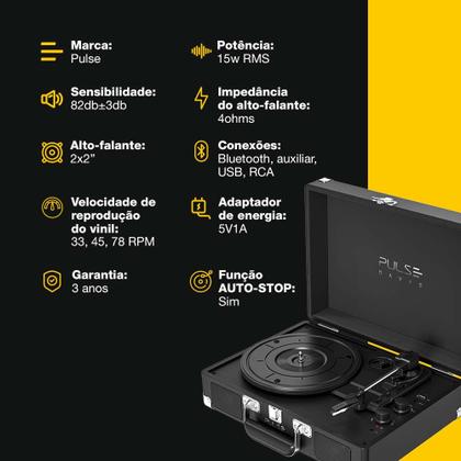 Imagem de Vitrola Retro Pulse Davis Bluetooth 15W RMS - SP616