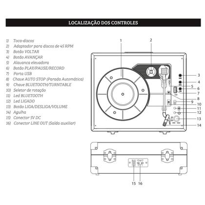 Imagem de Vitrola Retro Raveo Toca Discos Vinil Studio Brown Bivolt Usb Bluetooth Fm Marrom Grava MP3