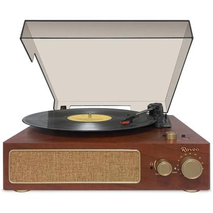 Imagem de Vitrola Retro Raveo Toca Discos Vinil Studio Brown Bivolt Usb Bluetooth Fm Marrom Grava MP3