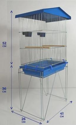 Imagem de Viveiro Calopsita Canário Pássaros Semelhantes Gaiola Dobrável Zincado Bandeja Plástica Completa- AZUL