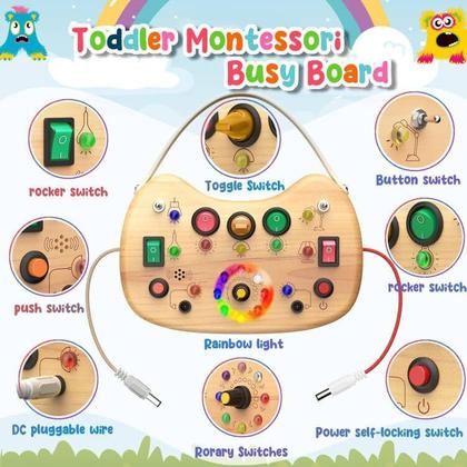Imagem de Voador Montessori Toddler Busy Board com 17 luzes LED