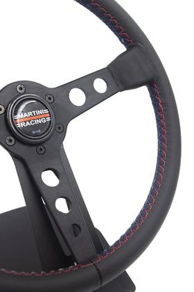 Imagem de Volante Classico Lotse Lemans Martini Especial Couro Preto Com Cubo Adaptador