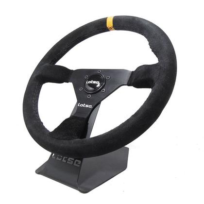 Imagem de Volante Esportivo Lotse Gt330 Camurça Preto Tarja Amarela Com Cubo Adaptador