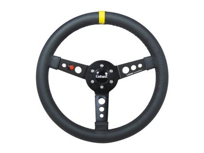 Imagem de Volante Esportivo Lotse Maxx Competition Couro Preto Tarja Amarela Com Cubo Adaptador