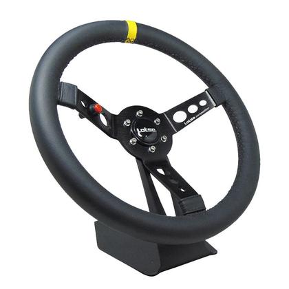 Imagem de Volante Esportivo Lotse Maxx Competition Couro Preto Tarja Amarela Com Cubo Adaptador