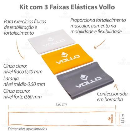 Imagem de Vollo vls3204 kit com 3 faixas elasticas theraband