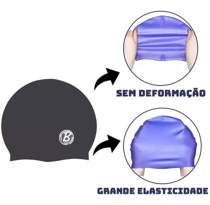 Imagem de Voltar Touca De Natação Silicone Hidro Impermeável Não Molha Cabelo