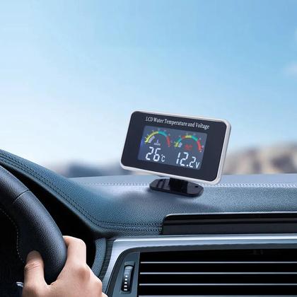 Imagem de Voltímetro Digital LCD à Prova d'Água 12V para Carro e Caminhão com Sensor de Temperatura