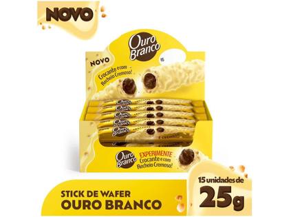 Imagem de Wafer Recheado Chocolate Branco Stick Lacta 25g - 15 Unidades
