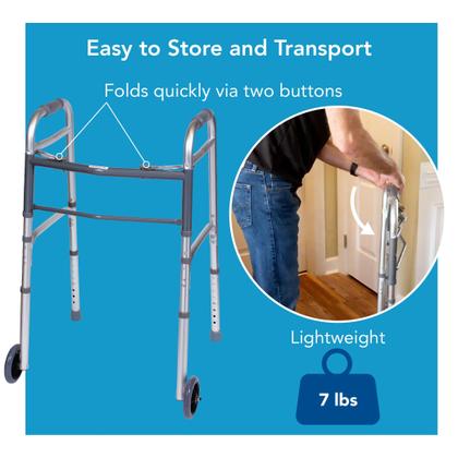 Imagem de Walker Carex dobrável para idosos com rodas de altura ajustável