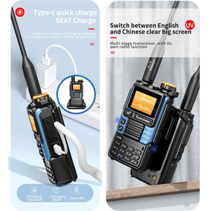 Imagem de Walkie-Talkie QUANSHENG UVK5 (99) AM/FM/DTMF 200CH com azul NOAA