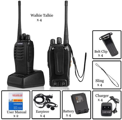 Imagem de Walkie Talkies BAOFENG bf-888s UHF de longo alcance, pacote com 4 unidades com acc