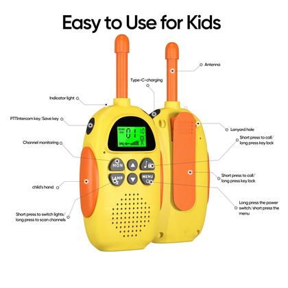 Imagem de Walkie Talkies HPROMOT recarregável para crianças de 3 a 12 anos, pacote com 2