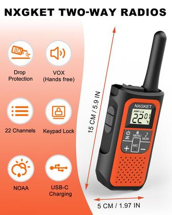Imagem de Walkie Talkies NXGKET Recarregáveis - Alcance Longo - Pacote com 4 Unidades