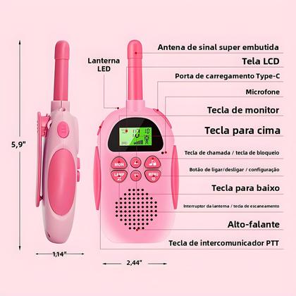 Imagem de Walkie Talkies Recarregáveis Para Crianças, Pacote Com 2, 22 Canais, Alcance De 3KM, Rádio